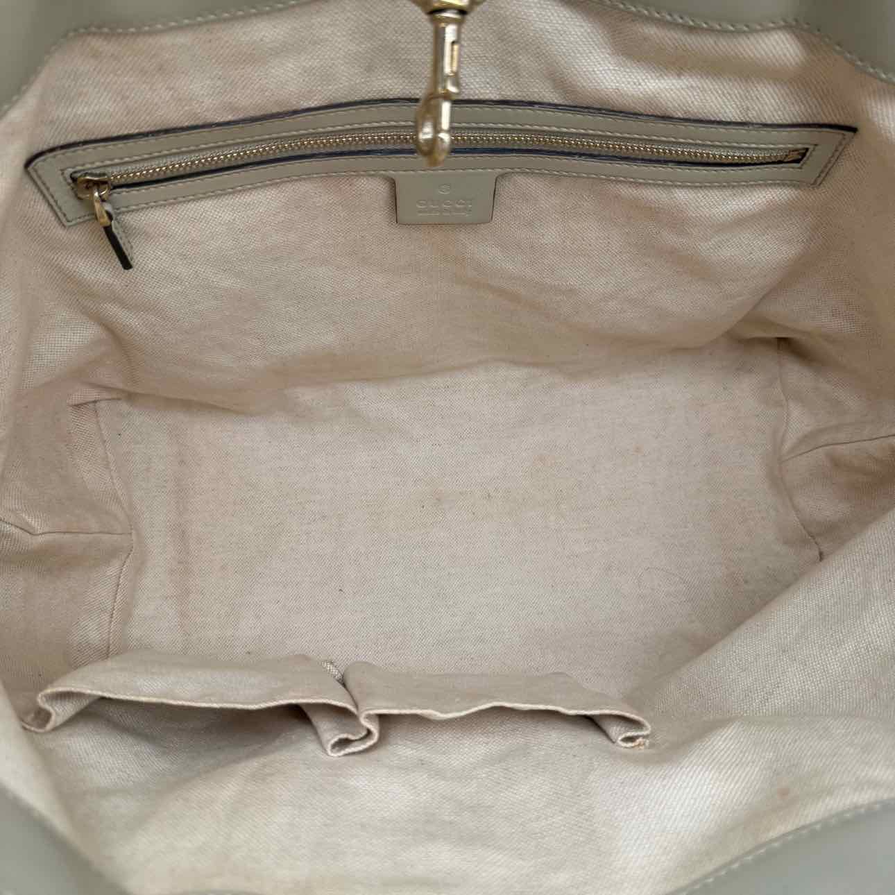 GUCCI Canvas Heart Bit Tote Beige