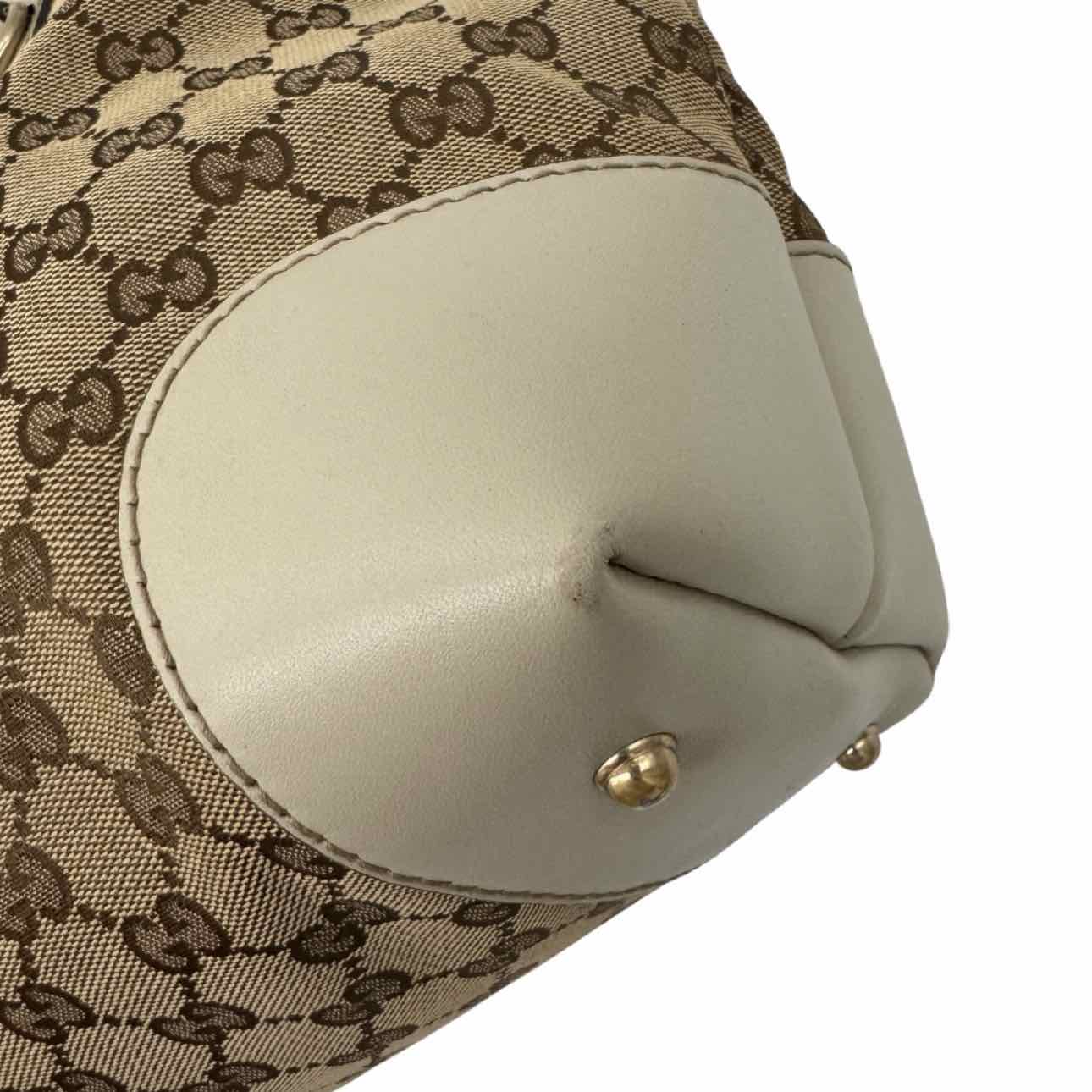 GUCCI Canvas Heart Bit Tote Beige