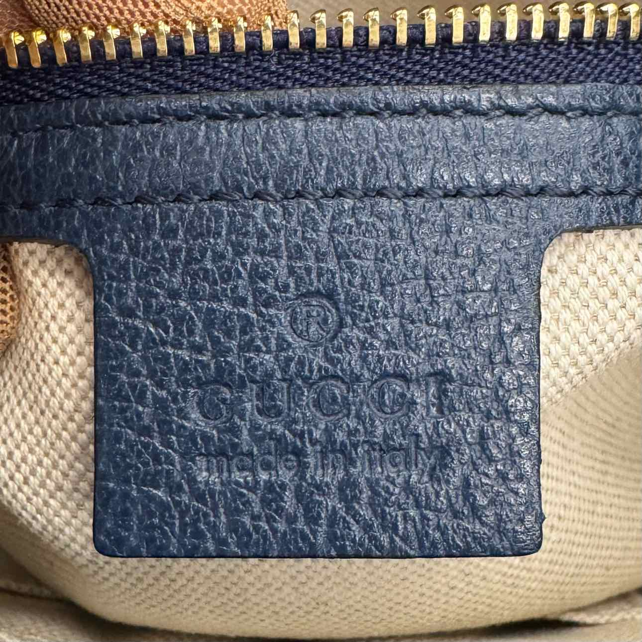 GUCCI Canvas Jackie Flora Medium Hobo Bag Navy