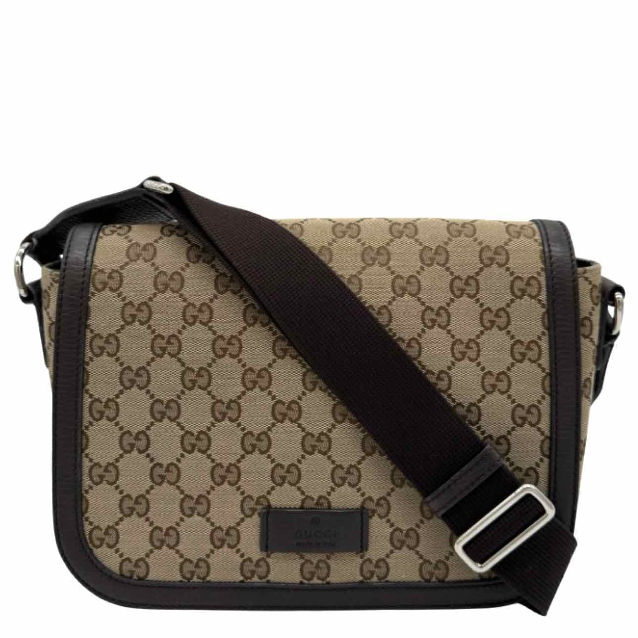 GUCCI Canvas Messenger Bag Brown