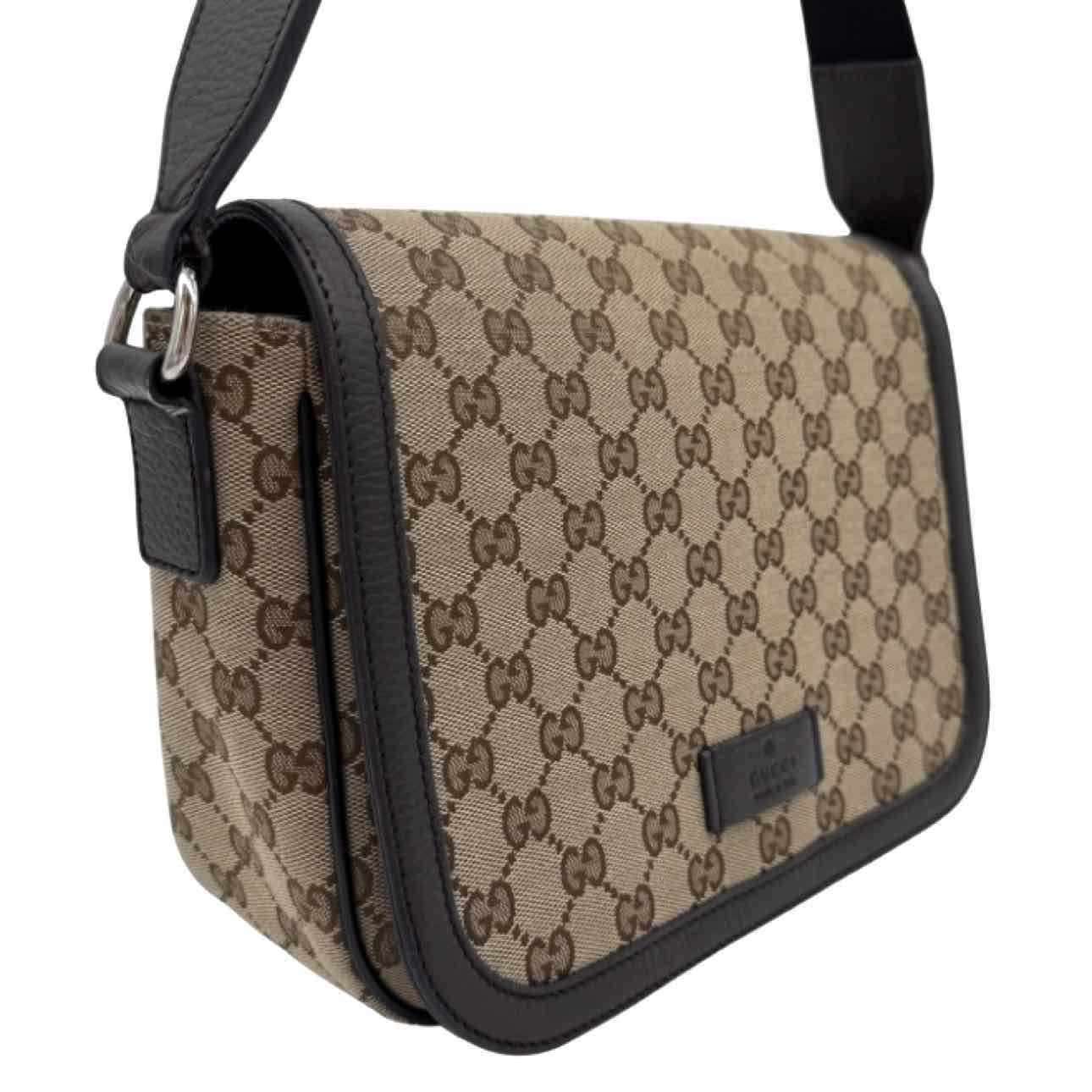 GUCCI Canvas Messenger Bag Brown