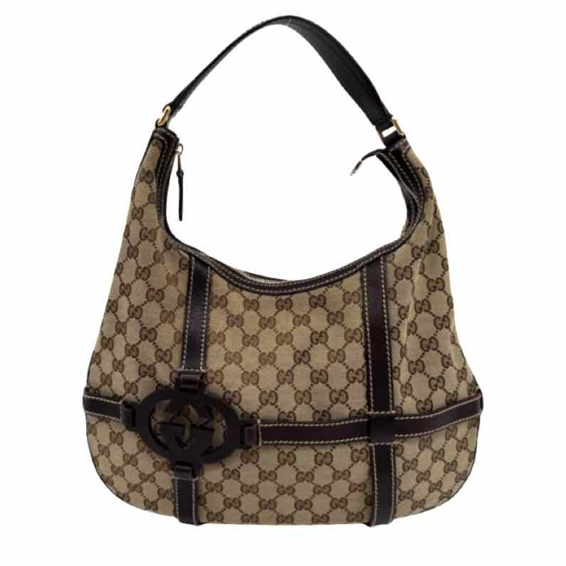 GUCCI Canvas Royal Hobo Bag Brown