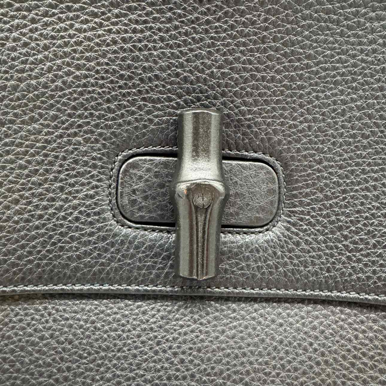 GUCCI Cellarius Calfskin Large Bamboo Daily Top Handle Bag Black