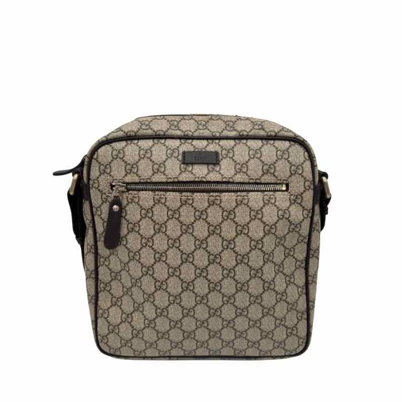 GUCCI GG Coated Canvas Front Zip Messenger Bag