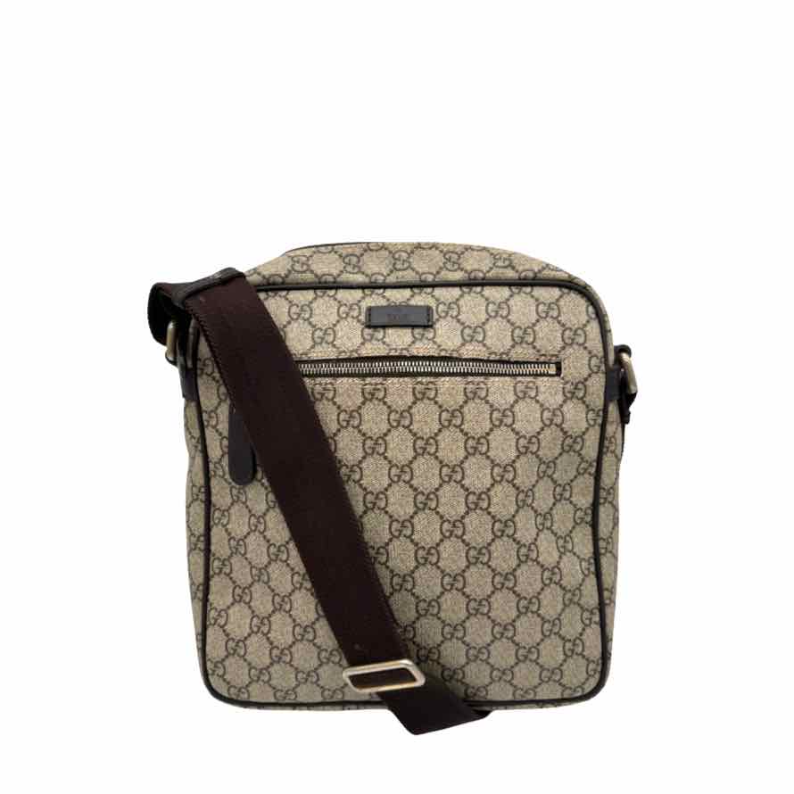 GUCCI GG Coated Canvas Front Zip Messenger Bag (Pre-Owned)