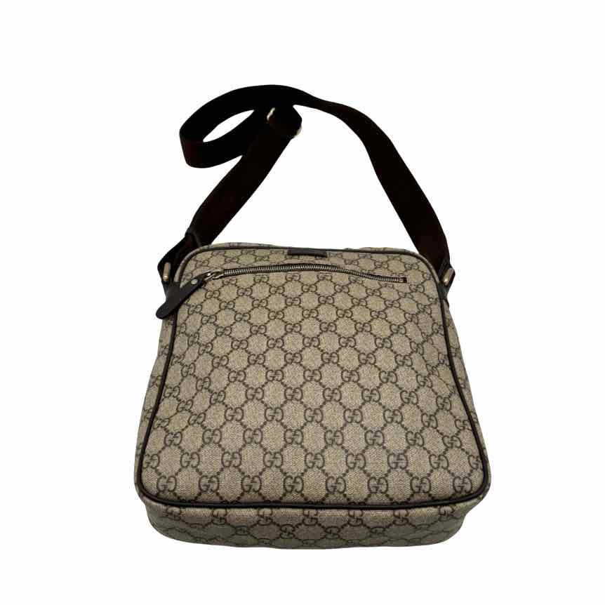 GUCCI GG Coated Canvas Front Zip Messenger Bag (Pre-Owned)