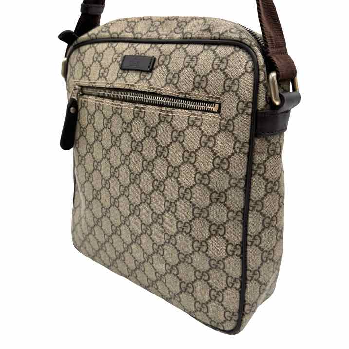 GUCCI GG Coated Canvas Front Zip Messenger Bag