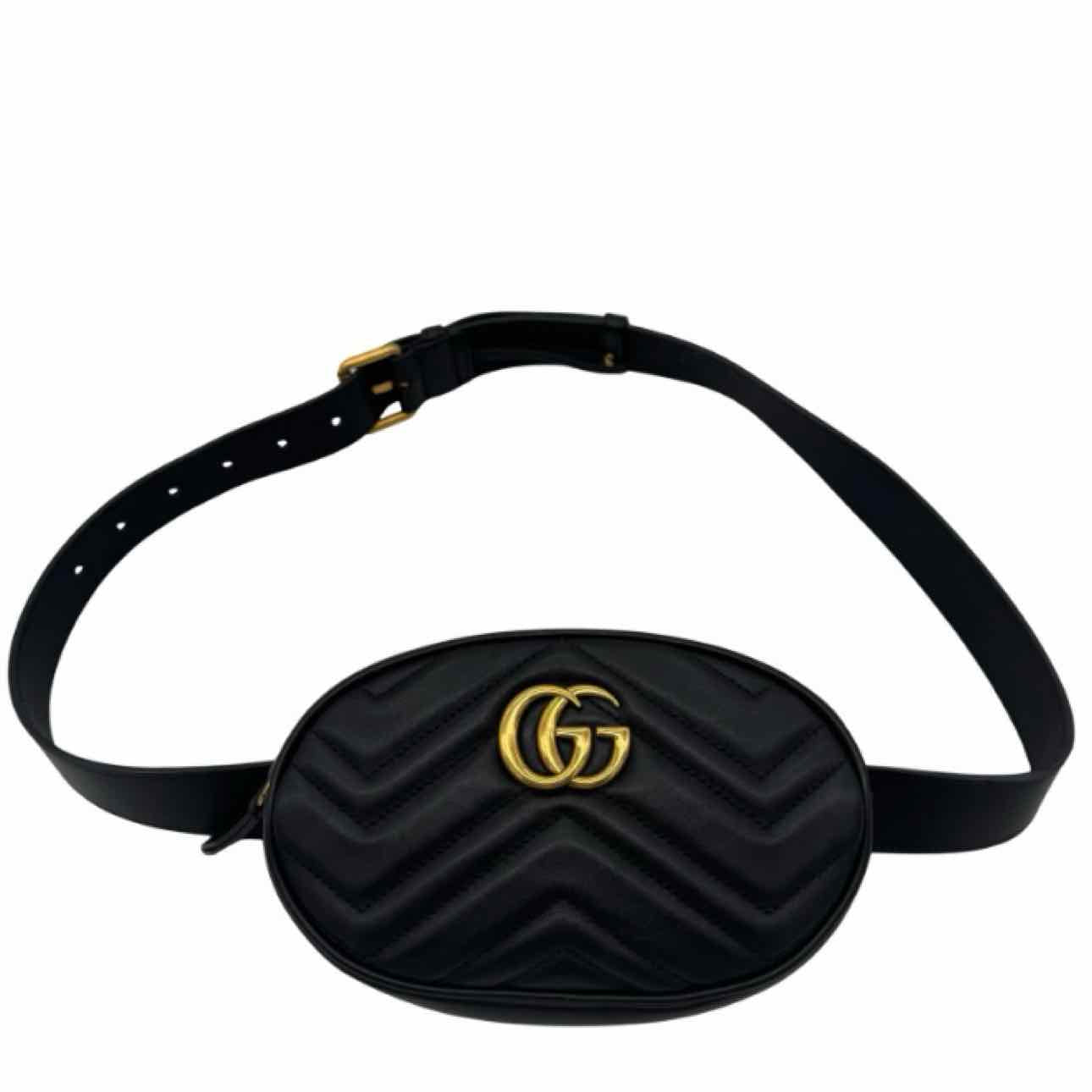 GUCCI GG Marmont Matelasse Leather Belt Bag 38 Black