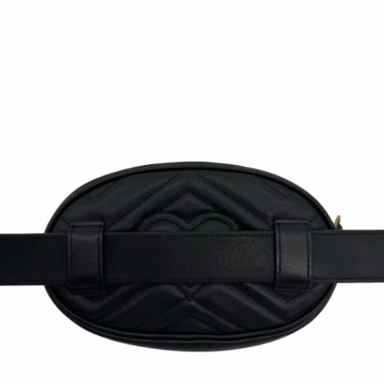 GUCCI GG Marmont Matelasse Leather Belt Bag 38 Black
