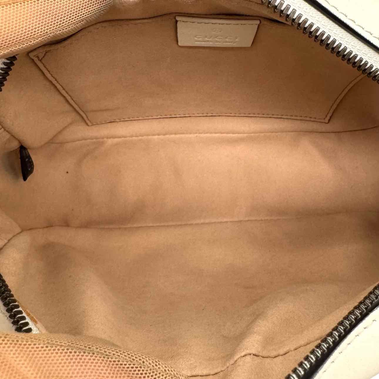 GUCCI GG Matelasse Chevron Leather Small Marmont Camera Bag White