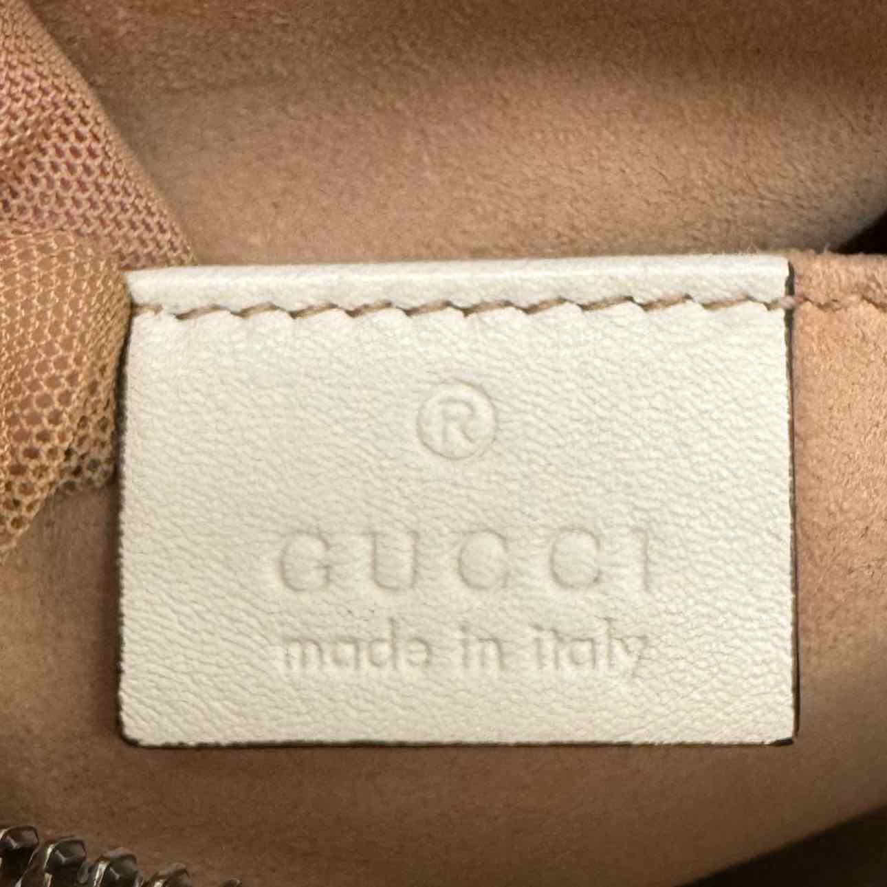 GUCCI GG Matelasse Chevron Leather Small Marmont Camera Bag White