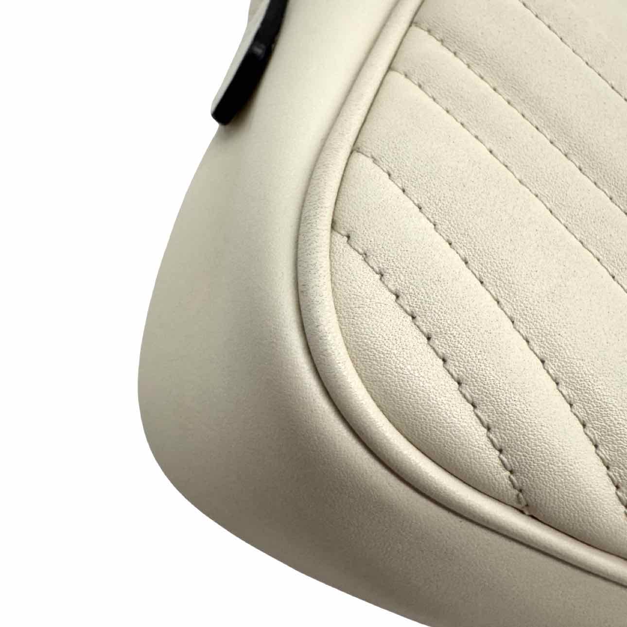 GUCCI GG Matelasse Chevron Leather Small Marmont Camera Bag White