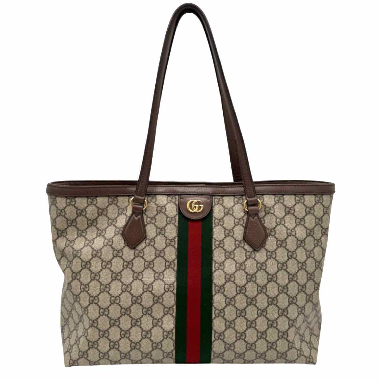 GUCCI GG Supreme Monogram Medium Ophidia Tote Bag Brown