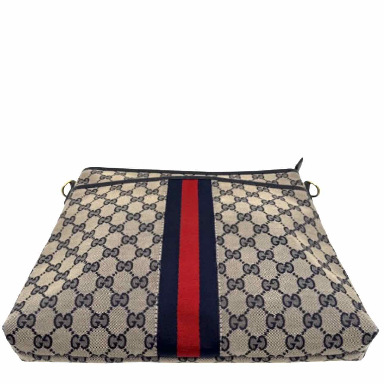 GUCCI ボディバッグ GGキャンパス ネイビー GUCCI GG Supreme Monogram Web Flat Messenger Bag Navy - Kent & Hudson
