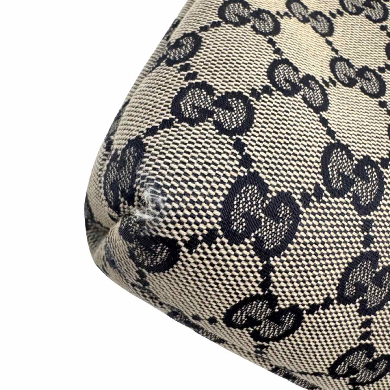 GUCCI GG Supreme Monogram Web Flat Messenger Bag Navy - Kent & Hudson
