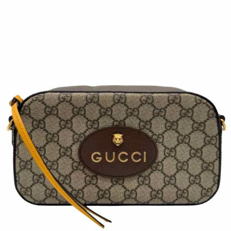GUCCI GG Supreme Monogram Web Neo Vintage Messenger Bag Brown