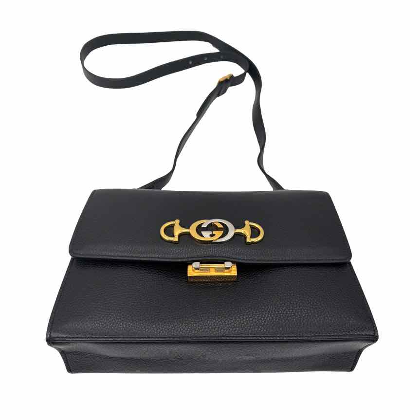 GUCCI Grain Calfskin Small Zumi Shoulder Bag Black  (Pre-Owned)
