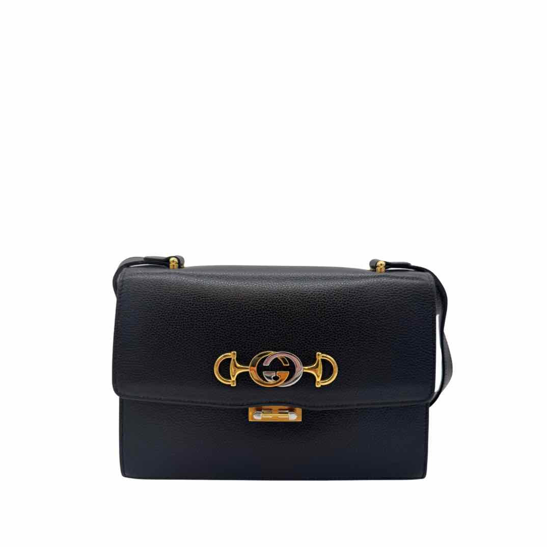 GUCCI Grain Calfskin Small Zumi Shoulder Bag Black  (Pre-Owned)
