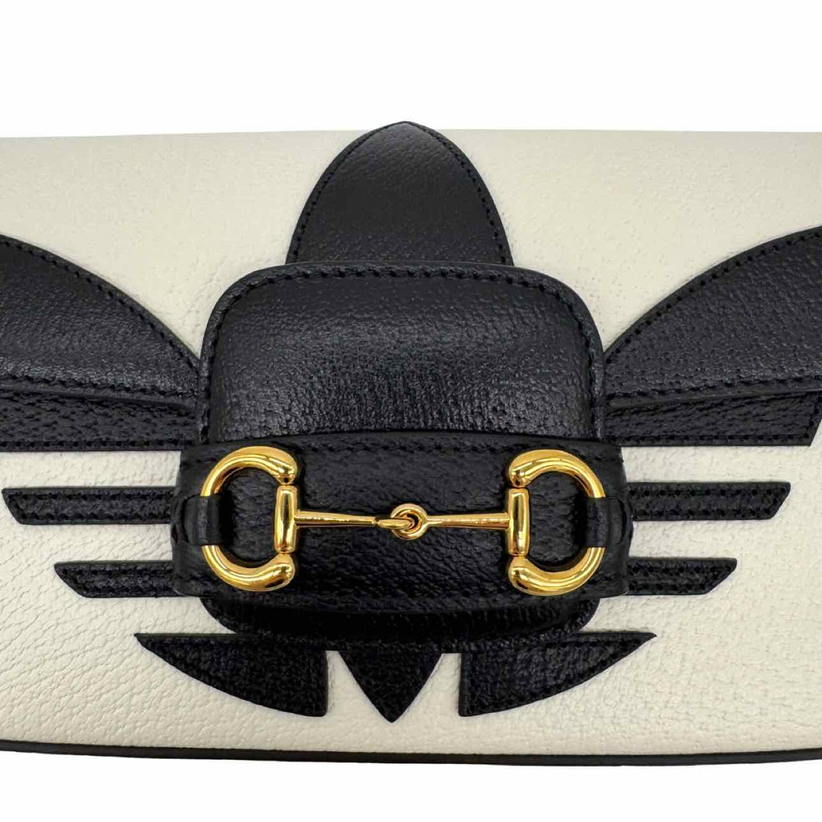 GUCCI Leather GG X Adidas Small Horsebit 1955 Shoulder Bag White