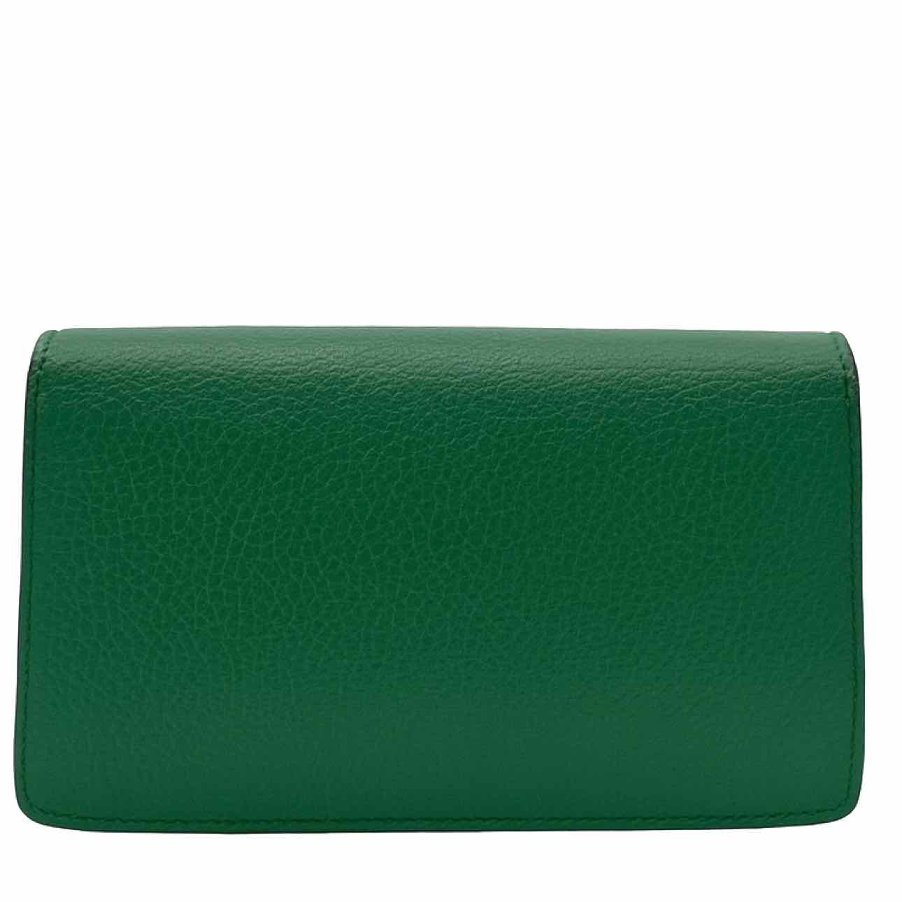 GUCCI Leather Mini Dionysus Chain Crossbody Green