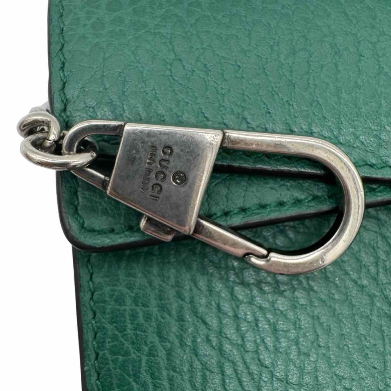 GUCCI Leather Mini Dionysus Chain Crossbody Green