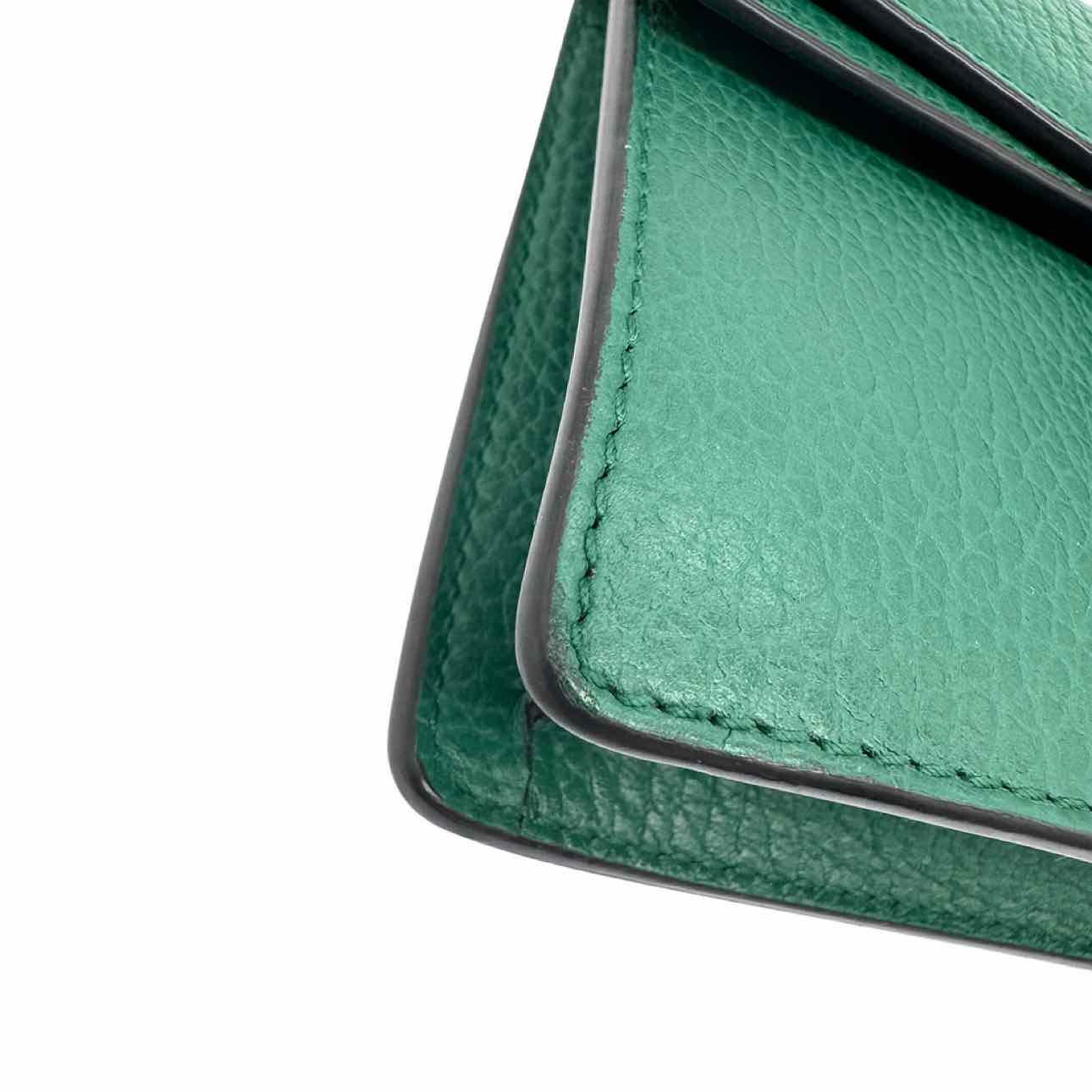 GUCCI Leather Mini Dionysus Chain Crossbody Green