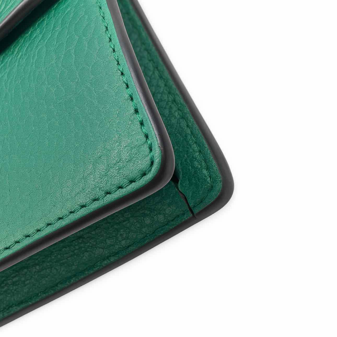 GUCCI Leather Mini Dionysus Chain Crossbody Green