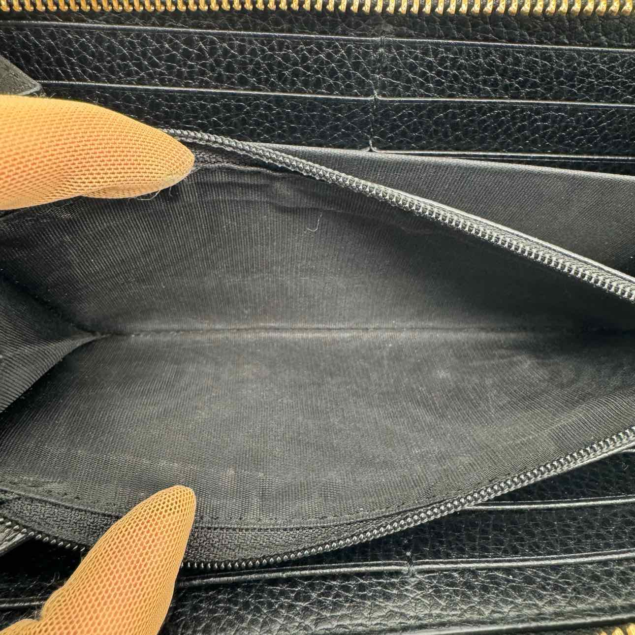 GUCCI Limited Edition Calf Leather GG Marmont Bosco Zip-Around Wallet Black