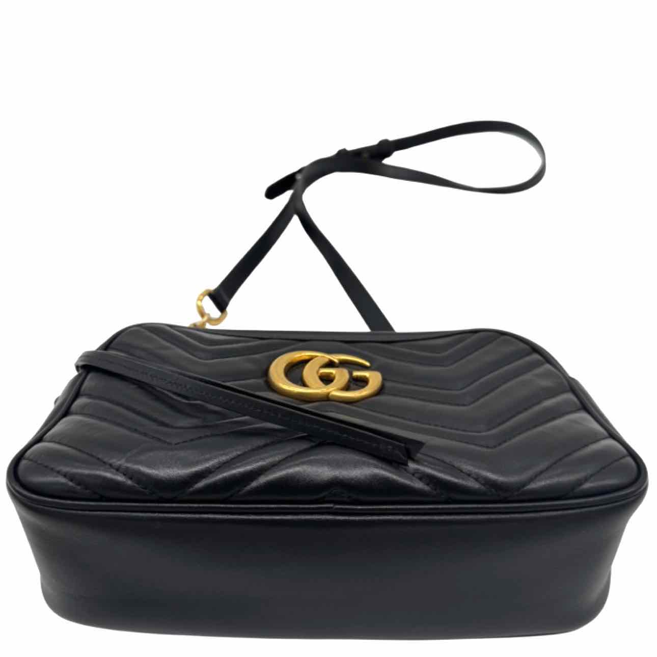 GUCCI  Matelasse Chevron GG Marmont Small Camera Bag Black