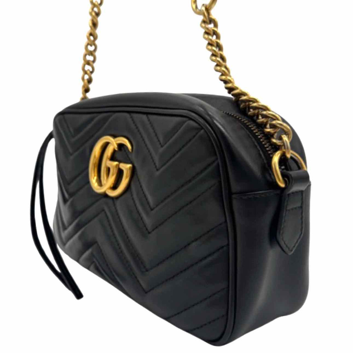 GUCCI  Matelasse Chevron GG Marmont Small Camera Bag Black