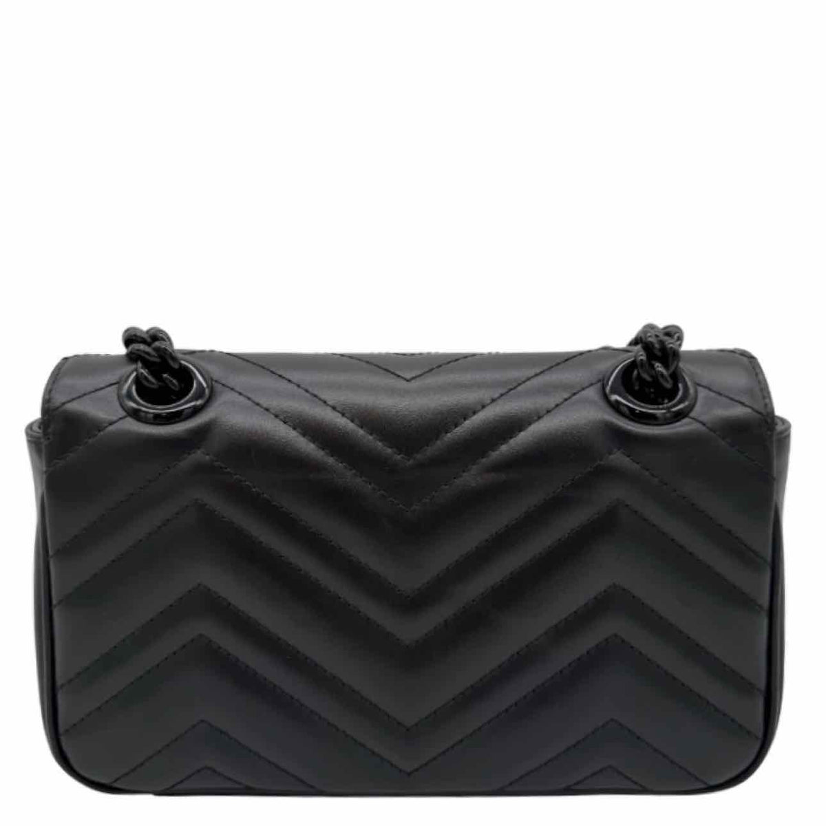 GUCCI Matelasse Chevron GG Small Marmont Crossbody Bag Black