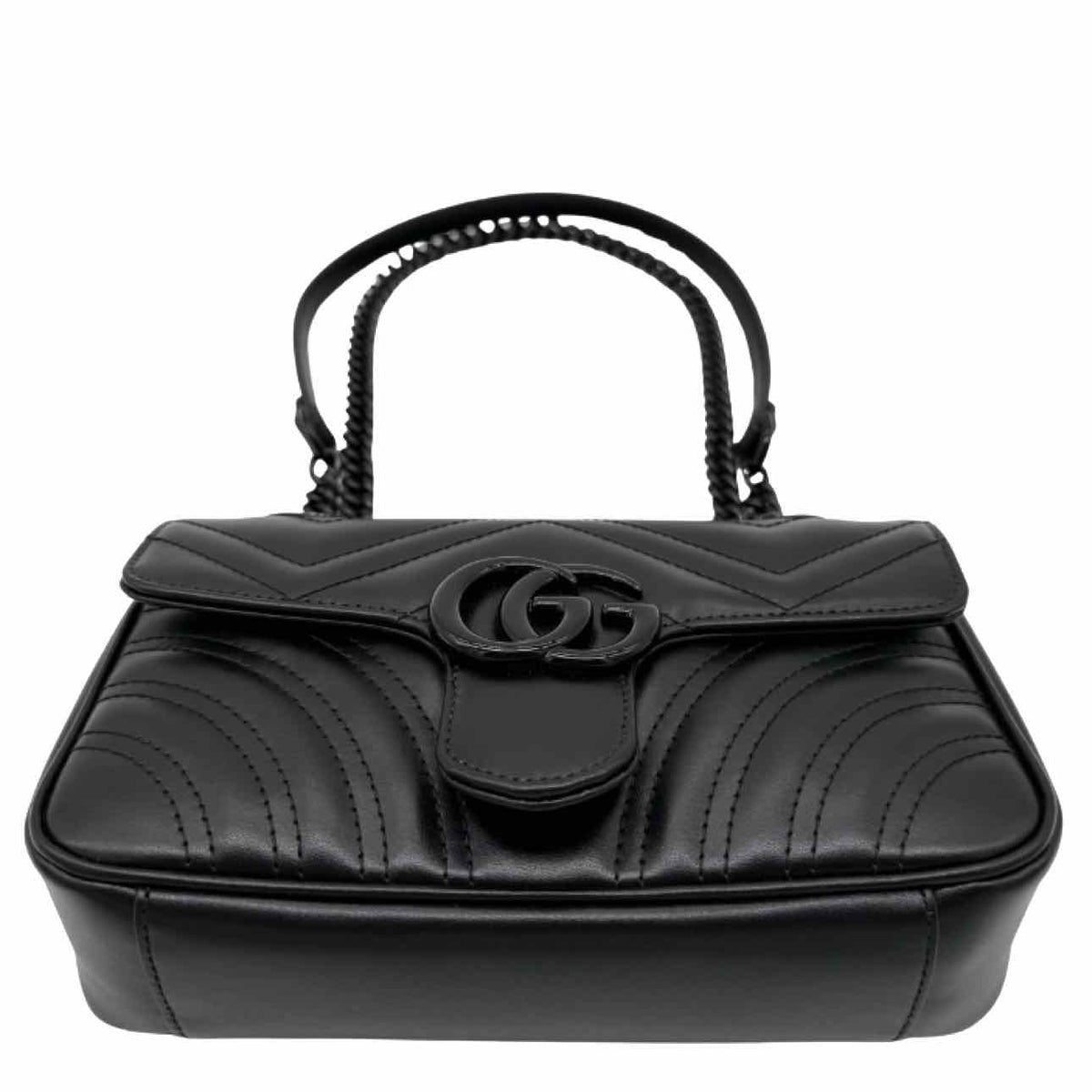 GUCCI Matelasse Chevron GG Small Marmont Crossbody Bag Black