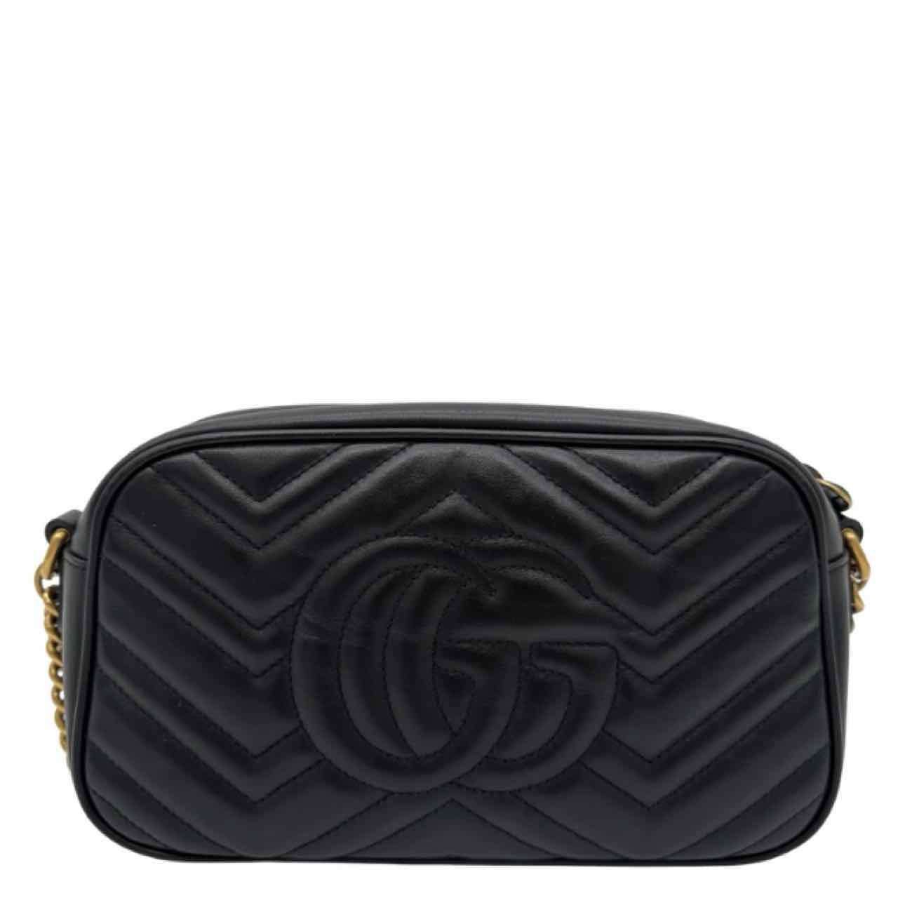 GUCCI Matelasse Chevron Marmont Small Crossbody Black