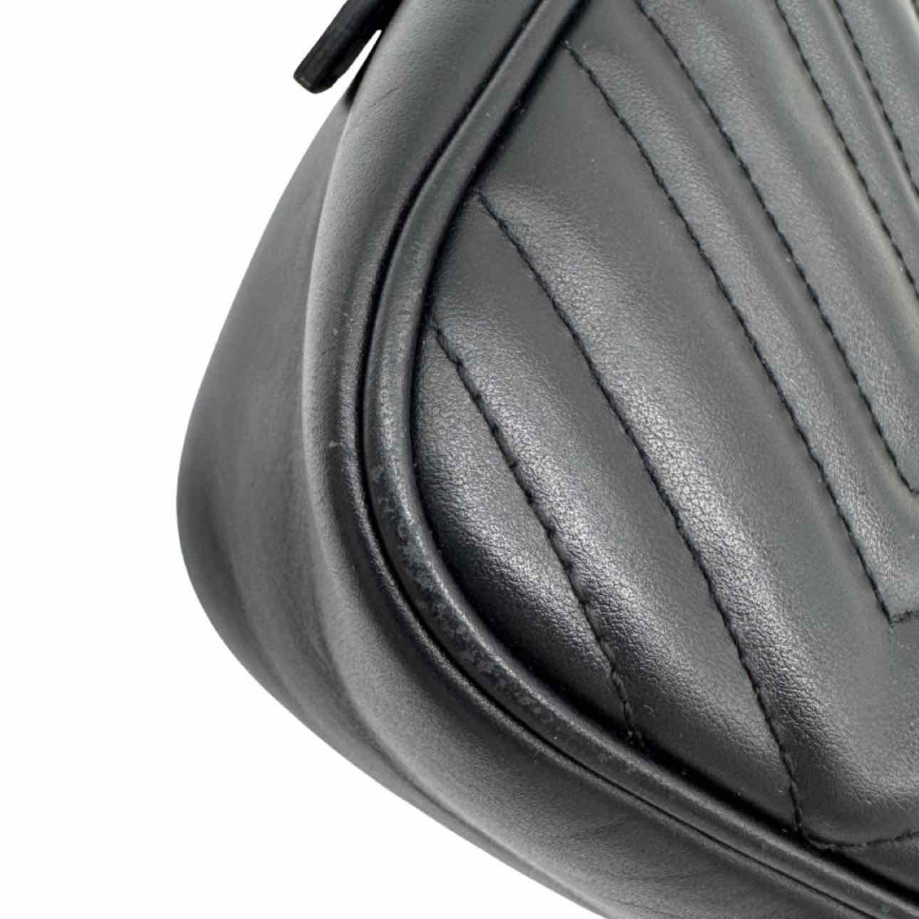 GUCCI Matelasse Chevron Marmont Small Crossbody Black