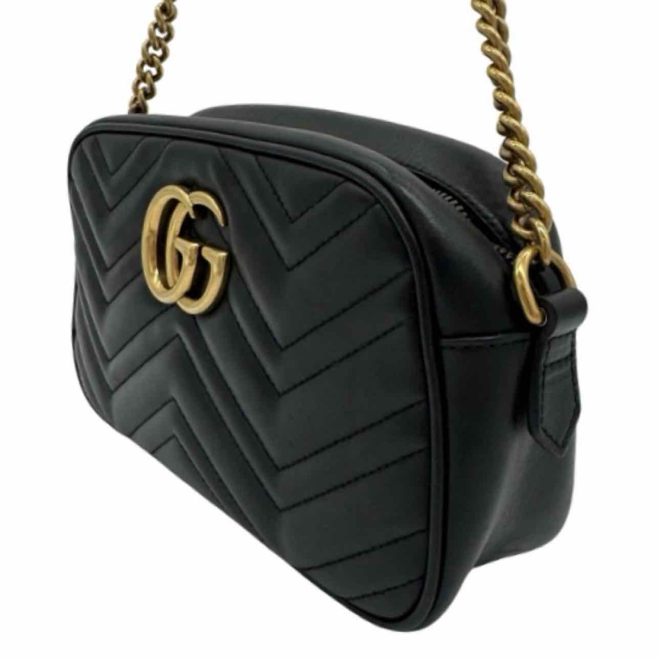 GUCCI Matelasse Chevron Marmont Small Crossbody Black
