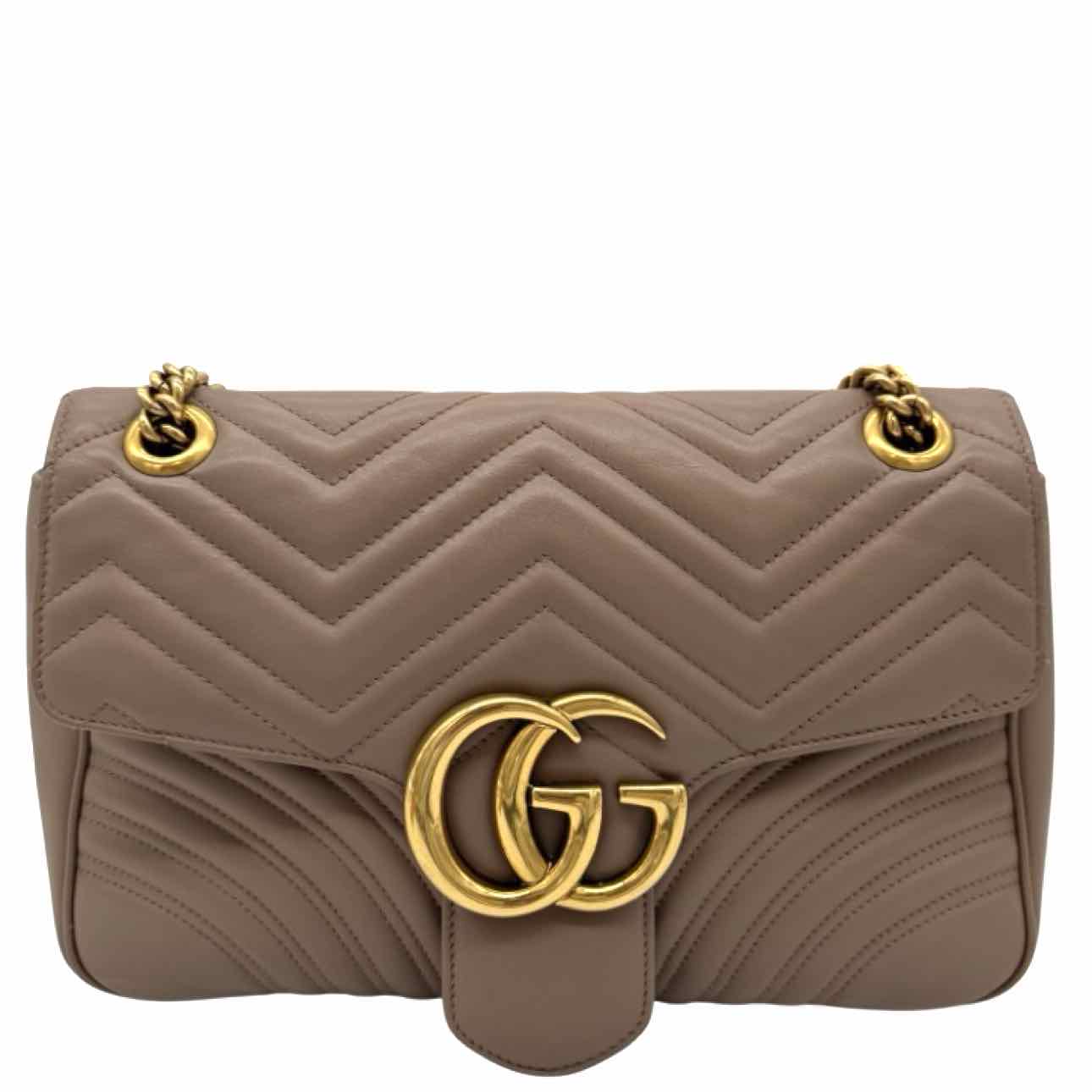 GUCCI Matelasse Medium GG Marmont Shoulder Bag Porcelain Rose
