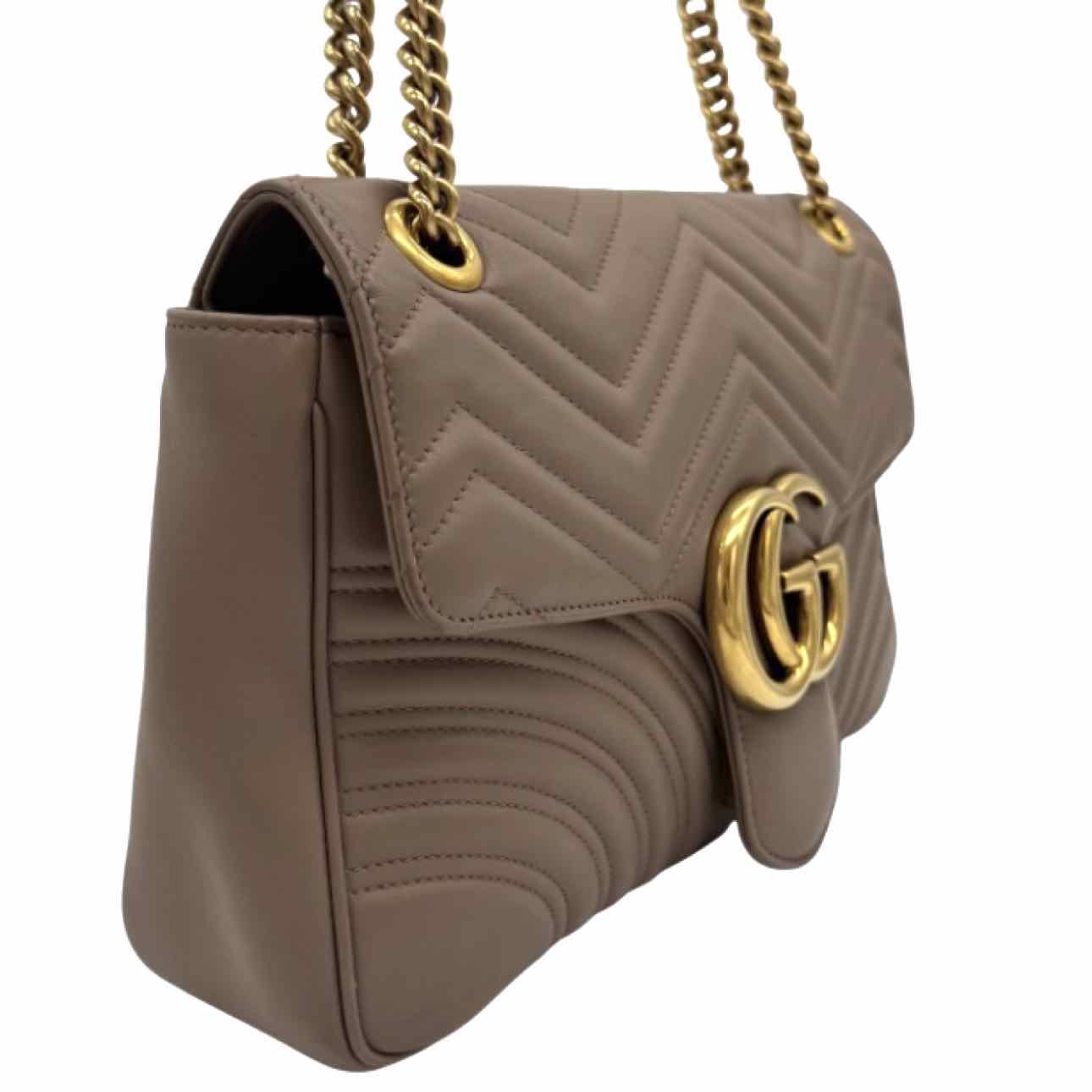 GUCCI Matelasse Medium GG Marmont Shoulder Bag Porcelain Rose