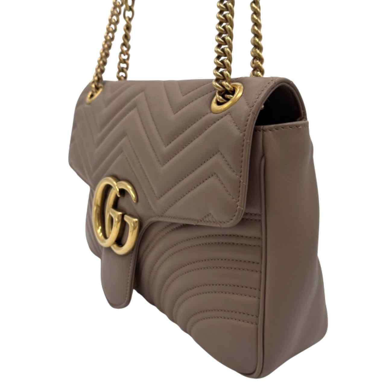 GUCCI Matelasse Medium GG Marmont Shoulder Bag Porcelain Rose