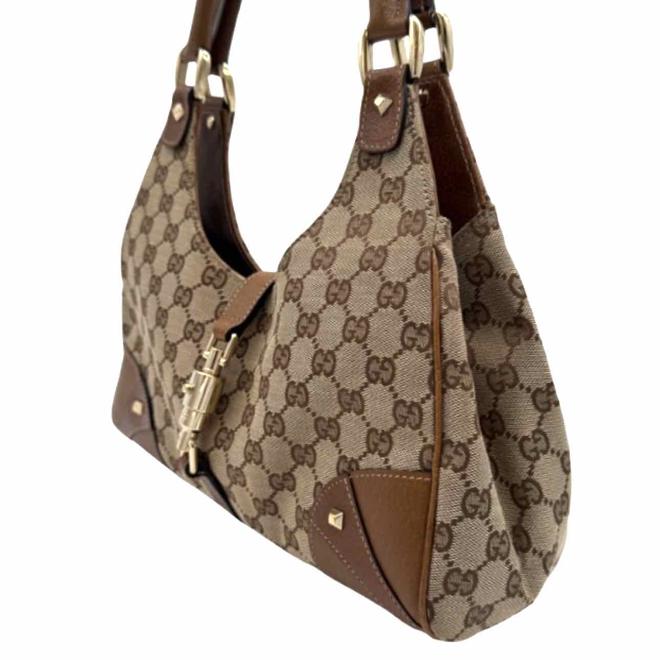 GUCCI Monogram Canvas Jackie Bardot Shoulder Bag