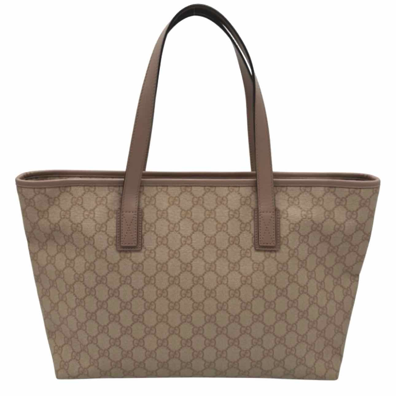 GUCCI Monogram Canvas Tote Bag Beige
