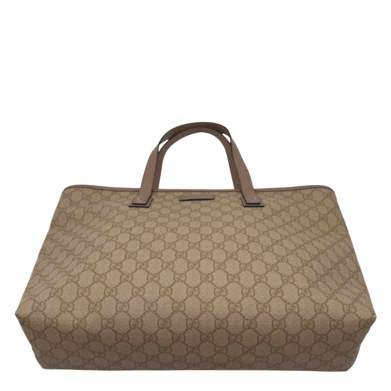GUCCI Monogram Canvas Tote Bag Beige