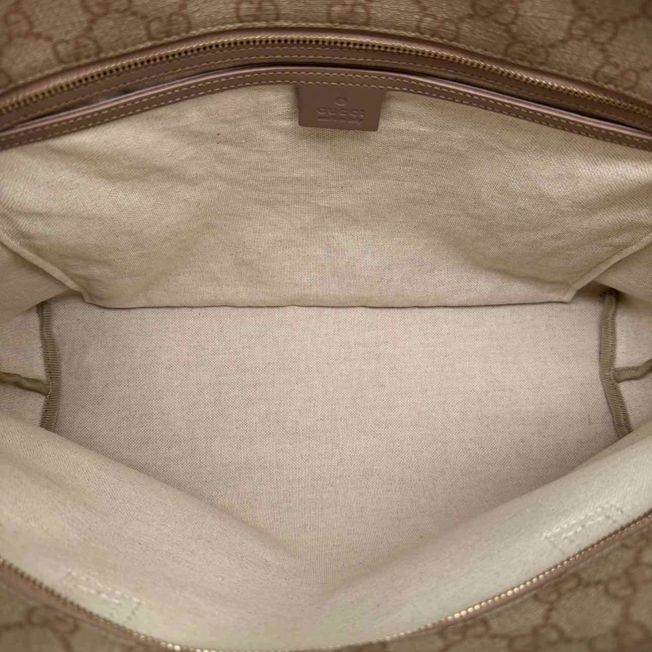GUCCI Monogram Canvas Tote Bag Beige