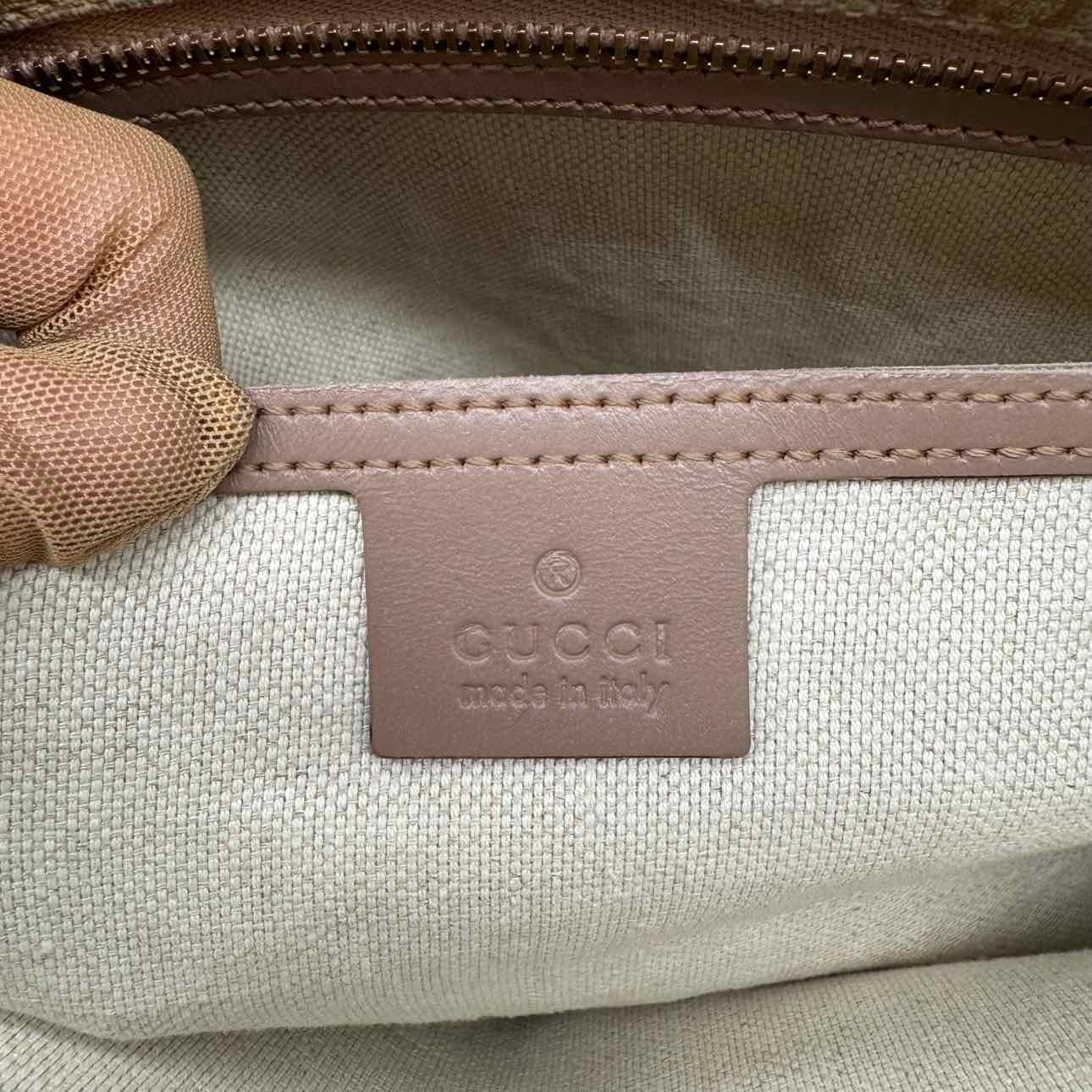GUCCI Monogram Canvas Tote Bag Beige