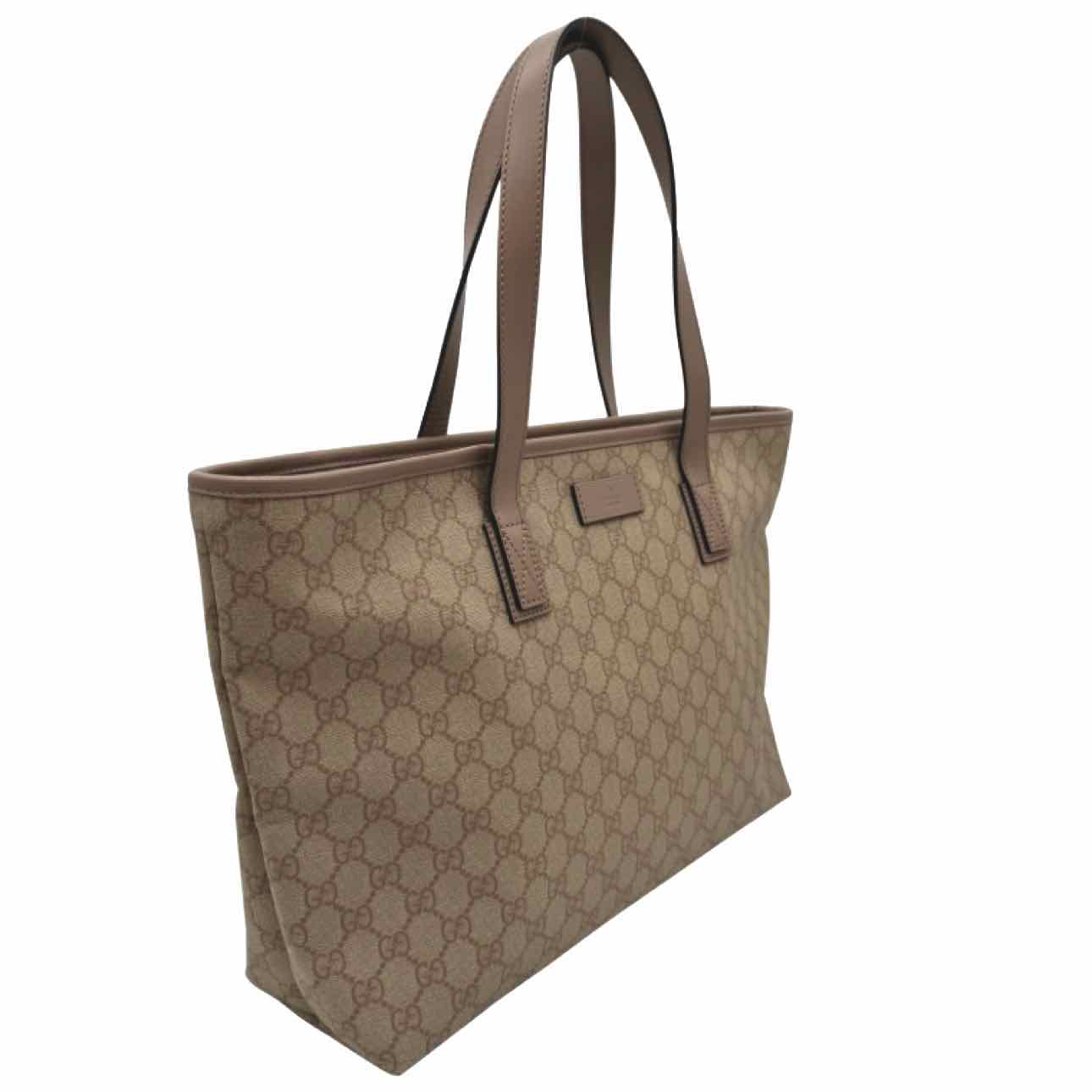 GUCCI Monogram Canvas Tote Bag Beige