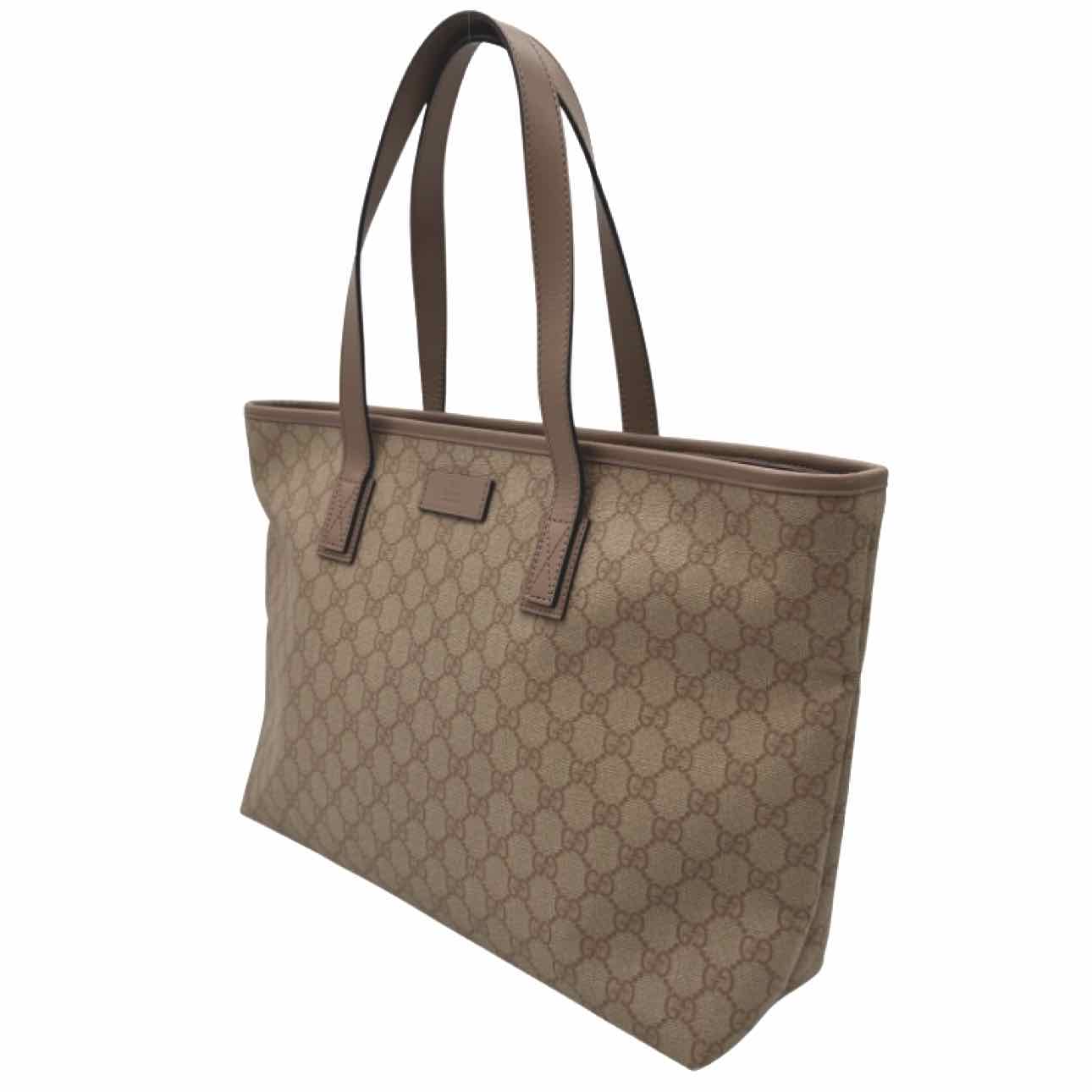 GUCCI Monogram Canvas Tote Bag Beige