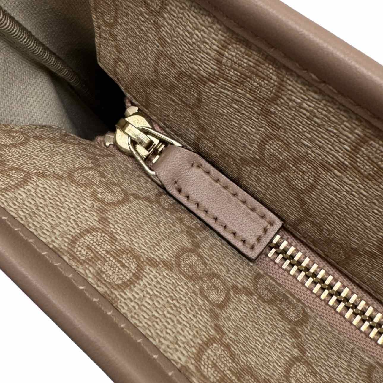 GUCCI Monogram Canvas Tote Bag Beige