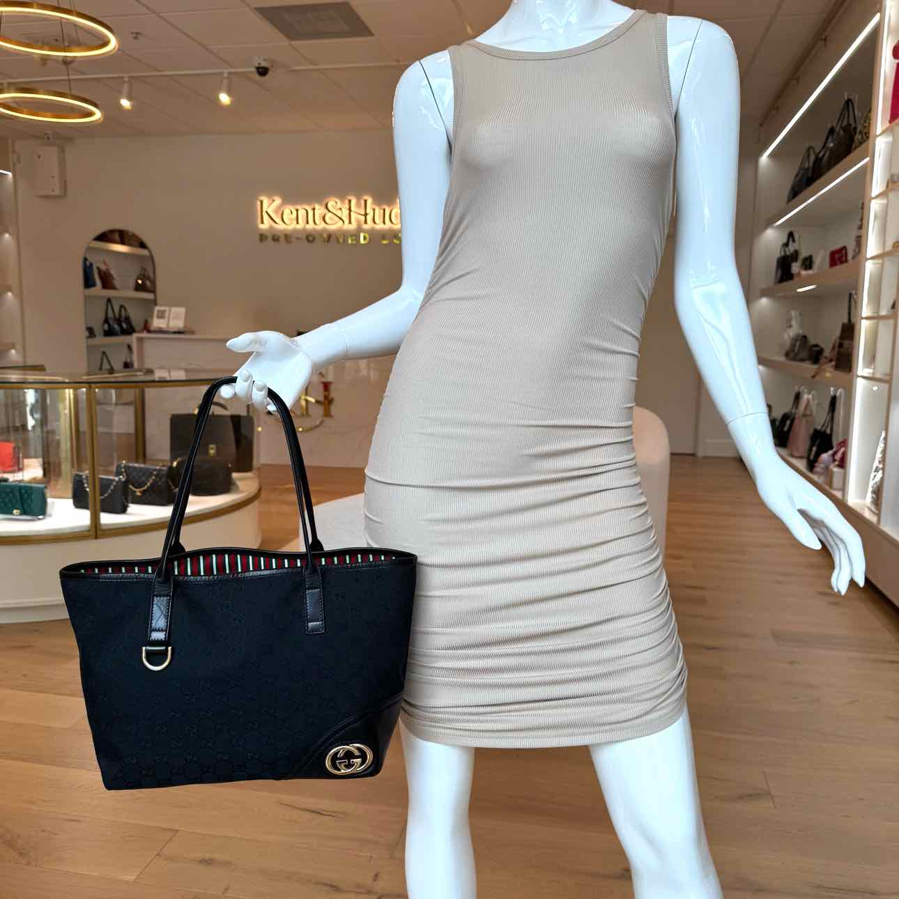 GUCCI Monogram Medium New Britt Black Shoulder Bag