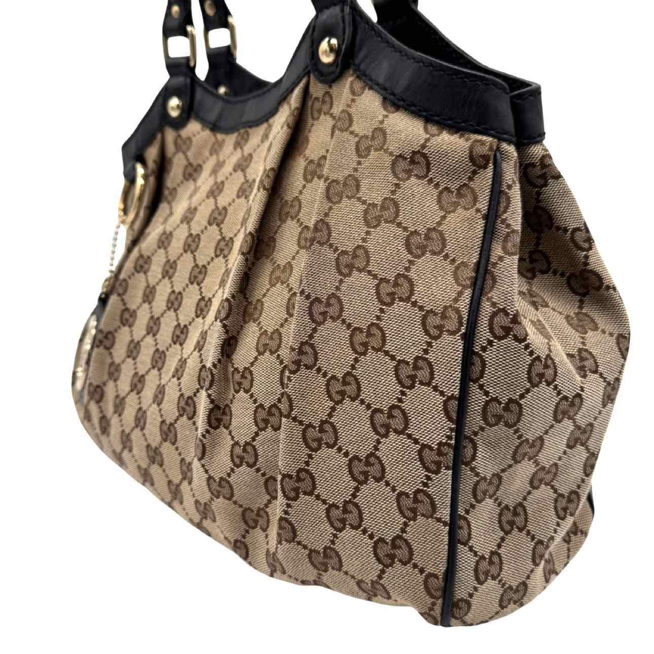 GUCCI Monogram Medium Sukey Tote Bag Brown