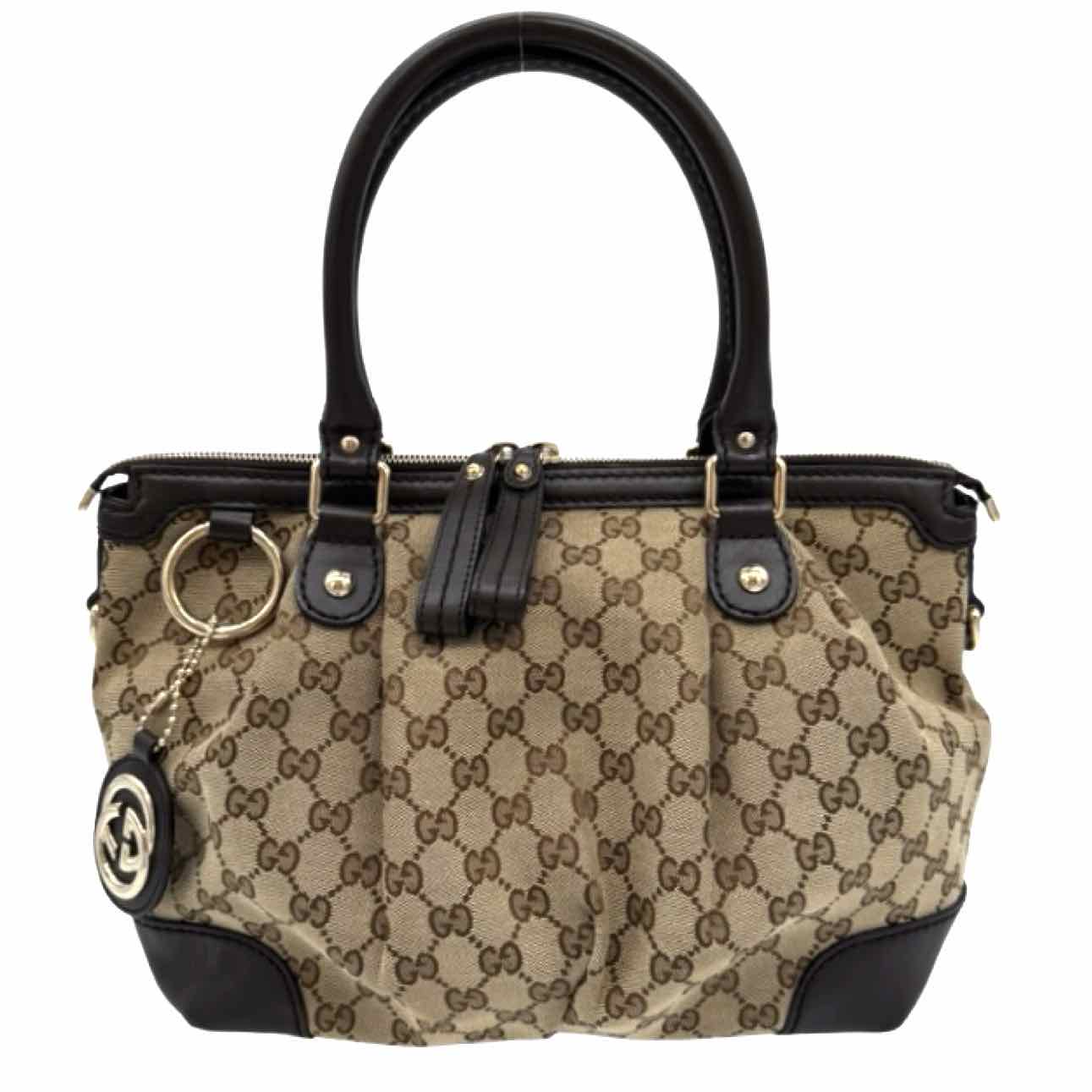 GUCCI Monogram Medium Sukey Tote Brown