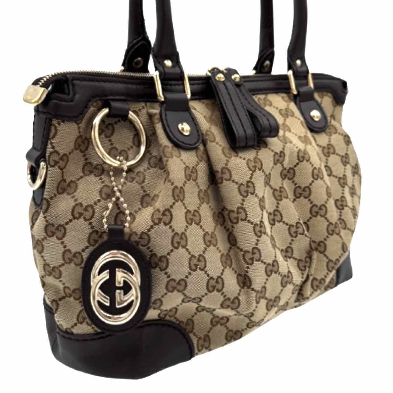 GUCCI Monogram Medium Sukey Tote Brown